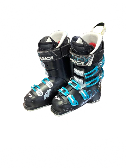 Vist Large View of Product Image Which is Used Nordica GXP 105 W Womens DH Ski Boot Black And Carolina Blue 255 MP - M07.5 - W08.5