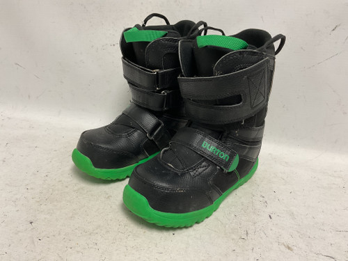 Vist Large View of Product Image Which is Used Burton YTH PROGRESSION XS Boys Snowboard Boots Black And Green Junior 03