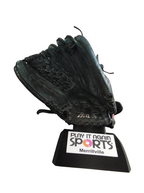 Vist Large View of Product Image Which is Used Mizuno GPP 1209B RH Throw Fastpitch Gloves Black 12"