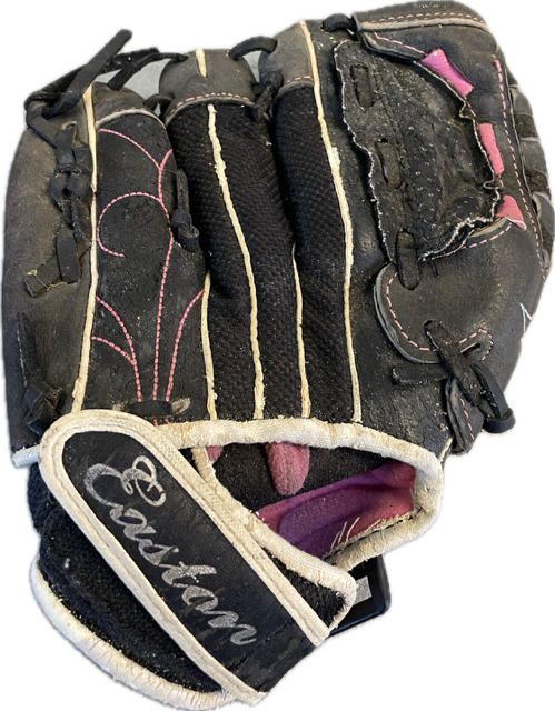 Vist Large View of Product Image Which is Used Easton ZFX10FP BB/SB Glove RH Throw Black 10"