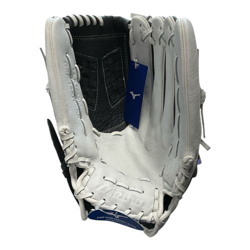 Vist Large View of Product Image Which is Used Mizuno SUPREME RH Throw Fastpitch Gloves White 12 1/2"