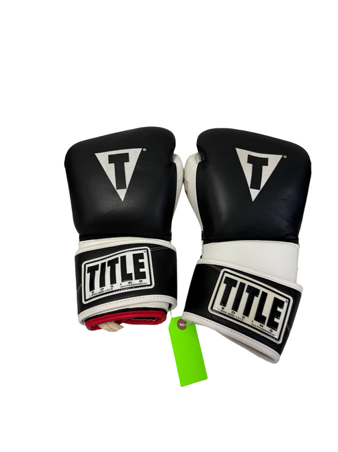 Vist Large View of Product Image Which is Used Title Gel Leather 14oz Boxing Gloves Black