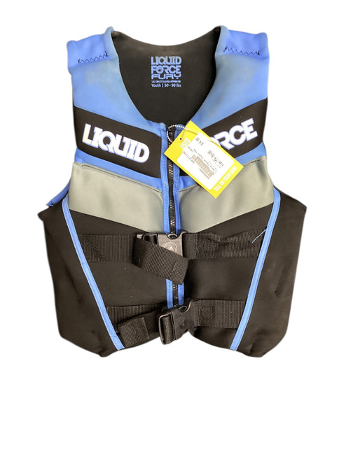 Vist Large View of Product Image Which is Used Liquid Force Youth Personal Floatation Device Black Youth 50-90