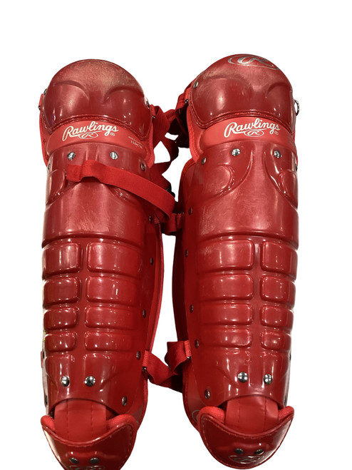 Vist Large View of Product Image Which is Used Rawlings 15DCW Catchers Leg Guards Red Intermed