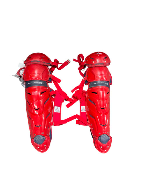 Vist Large View of Product Image Which is Used All-Star LG30WPRO Catchers Leg Guards Red Adult