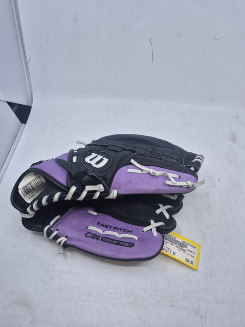 Vist Large View of Product Image Which is Used Wilson CAT OSTERMAN BB/SB Glove RH Throw Black 11 1/2"