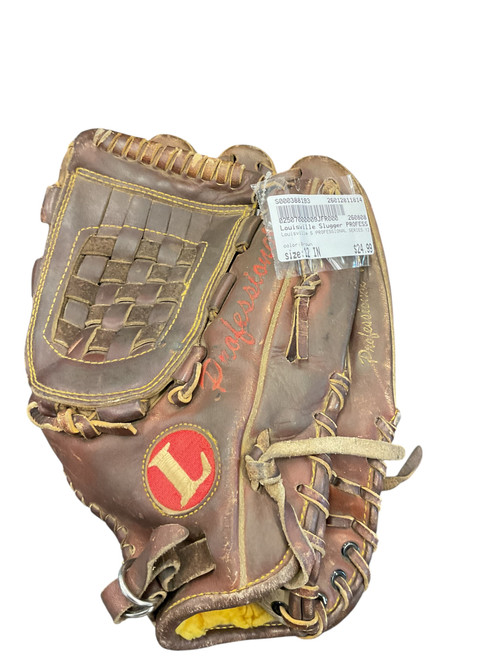 Vist Large View of Product Image Which is Used Louisville Slugger PROFESSIONAL SERIES 12 BB/SB Glove RH Throw Brown 12"