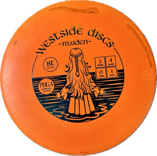 Vist Large View of Product Image Which is Used Westside MAIDEN Disc Golf Putter Orange