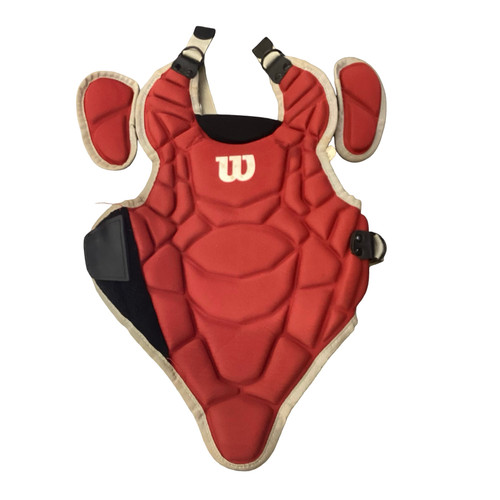 Vist Large View of Product Image Which is Used Wilson CHEST PROTECTOR Catchers Chest Protector Red Youth