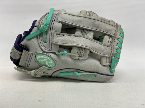 Vist Large View of Product Image Which is Used Rawlings WFP12GM RH Throw Fastpitch Gloves Grey 12"