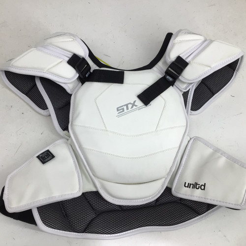 Vist Large View of Product Image Which is Used STX SHADOW UNLTD ADULT XL SHOULDER PADS Lacrosse Shoulder Pads White XL