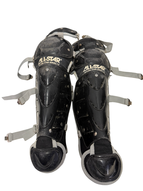 Vist Large View of Product Image Which is Used All-Star FUTURE STAR SERIES Youth Baseball Catchers Leg Guards Black Age 7-9