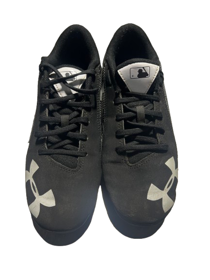 Vist Large View of Product Image Which is Used Under Armour BASEBALL JNR 3.5 BB/SB Cleats White And Black Junior 03.5
