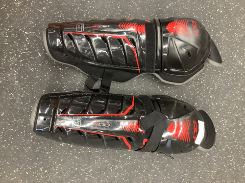 Vist Large View of Product Image Which is Used CCM QLT 230 Junior Shin Guards Black 13"