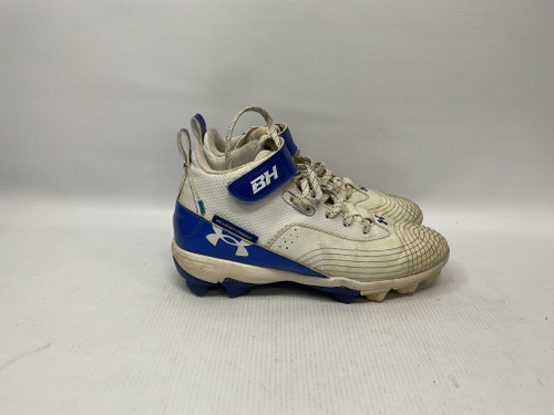 Vist Large View of Product Image Which is Used Under Armour BB/SB Cleats Royal Blue And White Junior 04