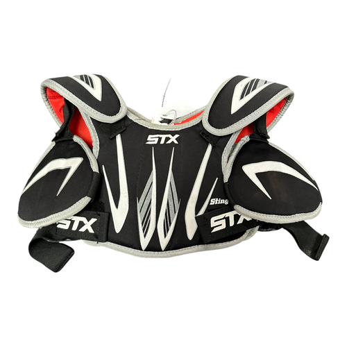 Vist Large View of Product Image Which is Used STX STINGER Lacrosse Shoulder Pads Black XS