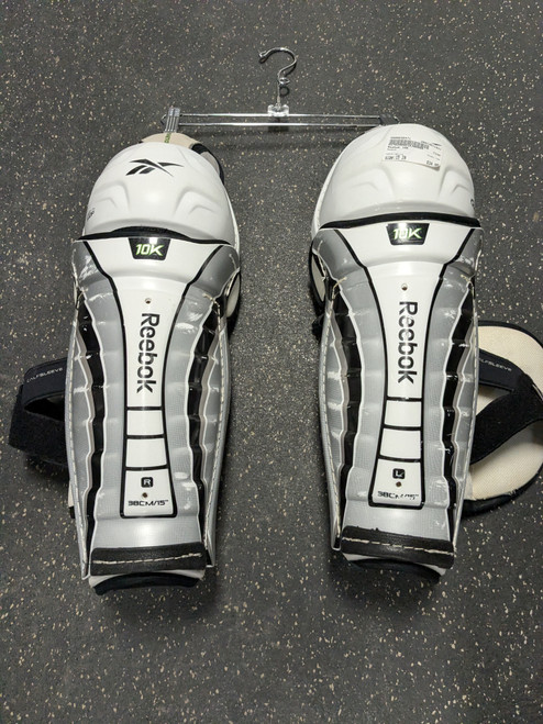 Vist Large View of Product Image Which is Used Reebok 10K Senior Shin Guards White 15"