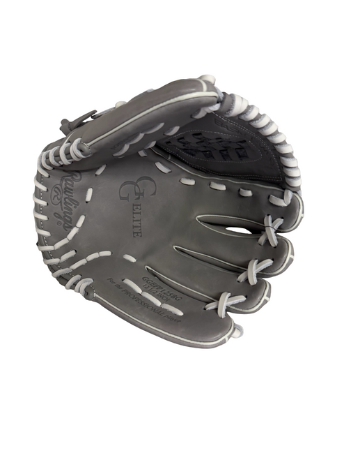 Vist Large View of Product Image Which is New Rawlings GG ELITE GGEFP125BG RH Throw Fastpitch Softball Glove Grey 12 1/2"