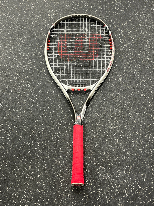 Vist Large View of Product Image Which is Used Wilson IMPACT Adult Tennis Racquet Grey 4 1/4"