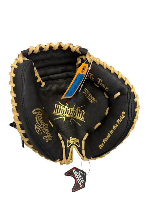 Vist Large View of Product Image Which is New Rawlings HIGHLIGHT SERIES H315CMBC Youth Baseball Catchers Mitt RH Throw Black 31 1/2"
