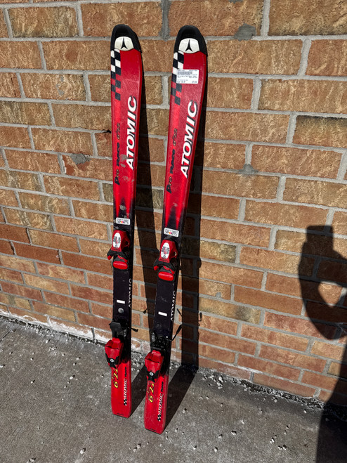 Vist Large View of Product Image Which is Used Atomic PRO RACE Boys DH Ski/Binding Black And Red 130 cm