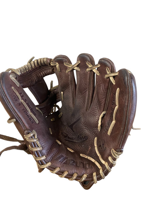 Vist Large View of Product Image Which is Used Mizuno GFN 1150BS MITT BB/SB Glove RH Throw Chocolate And Almond 11 1/2"