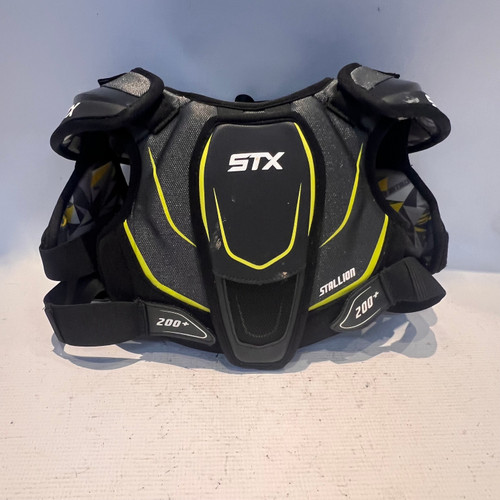 Vist Large View of Product Image Which is Used STX STALLION 200+ SHOULDER PADS YSMALL Lacrosse Shoulder Pads Black SM