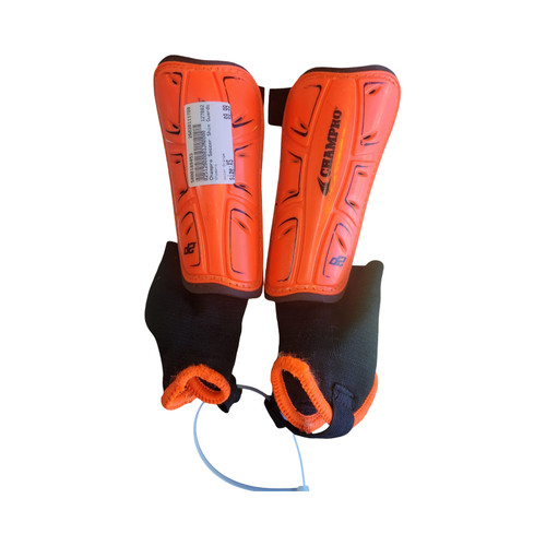 Vist Large View of Product Image Which is Used Champro Soccer Shin Guards Junior Orange XS