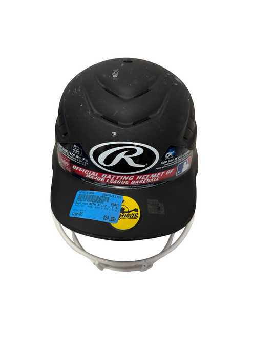 Vist Large View of Product Image Which is Used Rawlings RCFH 6 1/2 - 7 1/2 Softball Batting Helmet w/Mask Black