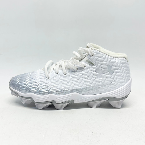 Vist Large View of Product Image Which is Used Under Armour SPOTLIGHT Adult FB Cleats White And Silver Senior 5.5