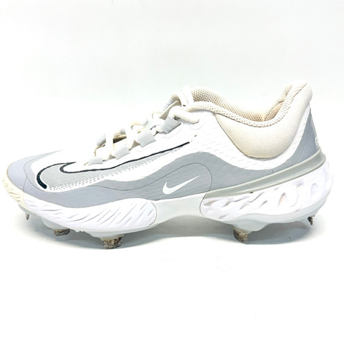 Vist Large View of Product Image Which is Used Nike ALPH HURACHE ELITE 4 LOW BB/SB Cleats White And Grey Senior 7