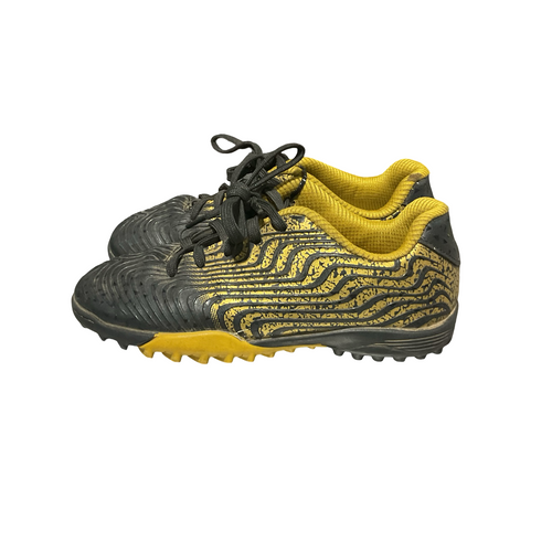 Vist Large View of Product Image Which is Used Soccer Indoor Shoes Black And Gold Youth 12.0