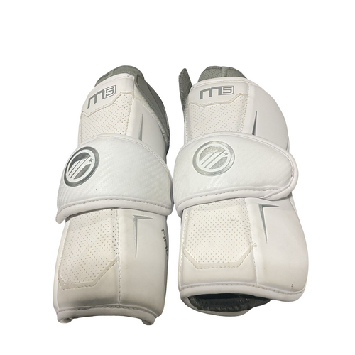 Vist Large View of Product Image Which is Used Maverik M5 ELBOW PADS Lacrosse Arm Pads/Guards White LG
