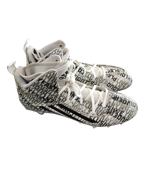 Vist Large View of Product Image Which is Used Adidas ADIZERO 4.0 Adult FB Cleats White Senior 10.5