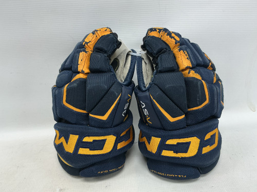 Vist Large View of Product Image Which is Used CCM TACKS AS-V Junior Gloves Navy Blue 12"