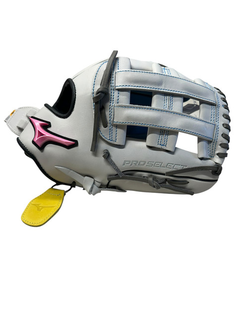Vist Large View of Product Image Which is New Mizuno GPSF-70DD RH Throw Fastpitch Gloves White And Carolina Blue 12 1/2"