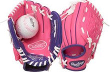 Vist Large View of Product Image Which is New RAWLINGS PLAYER SERIES-9" LH THROWER PINK/PURPLE