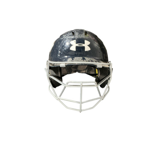 Vist Large View of Product Image Which is Used Under Armour Batting Helmet w/Mask Navy Blue M/L
