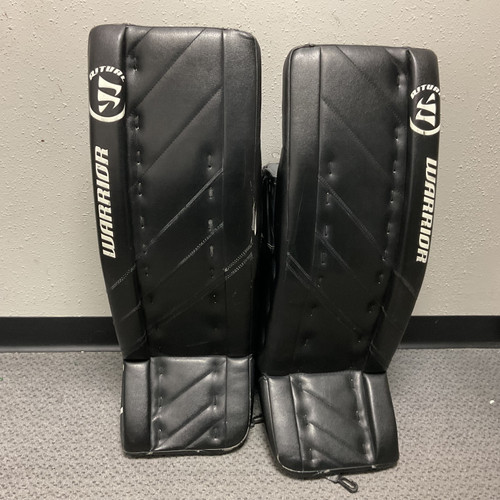 Vist Large View of Product Image Which is Used Warrior RITUAL G4 Goalie Leg Pads Senior Black 33"