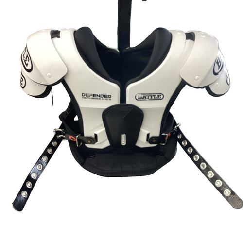 Vist Large View of Product Image Which is Used Battle Sports DEFENDER FB Shoulder Pads White MD