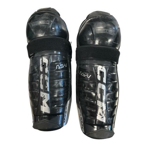 Vist Large View of Product Image Which is Used CCM AS-V Senior Shin Guards Black 12"