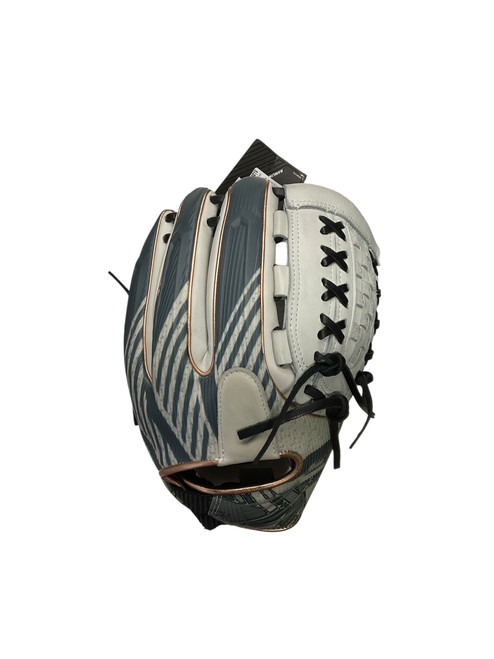 Vist Large View of Product Image Which is Used Rawlings RAWLINGS REV1X REV207-18 12.25 IN RHT RH Throw Fastpitch Gloves Grey And White 12 1/4"