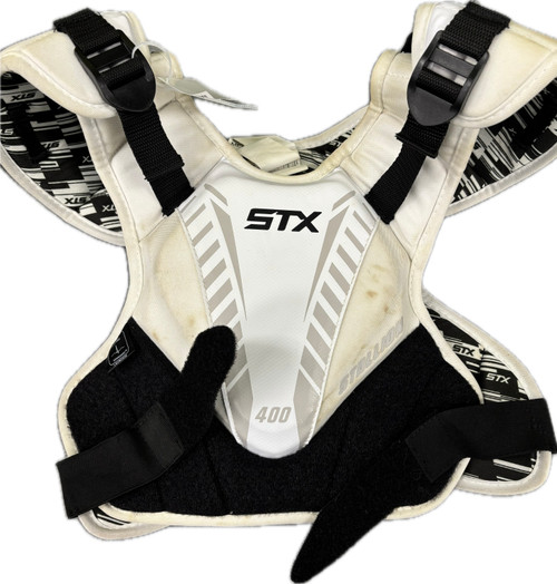 Vist Large View of Product Image Which is Used STX STALLION 400 Lacrosse Shoulder Pads White MD