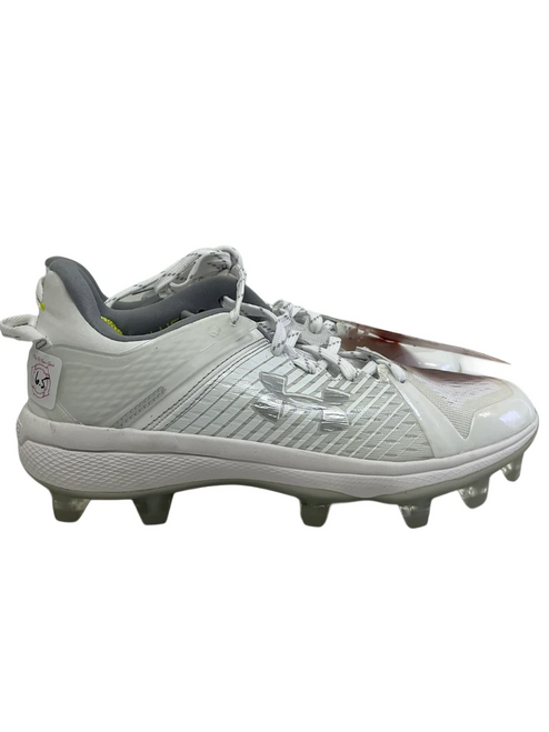 Vist Large View of Product Image Which is New Under Armour Yard Low MT Mens 6.5 White And Grey Baseball Cleats