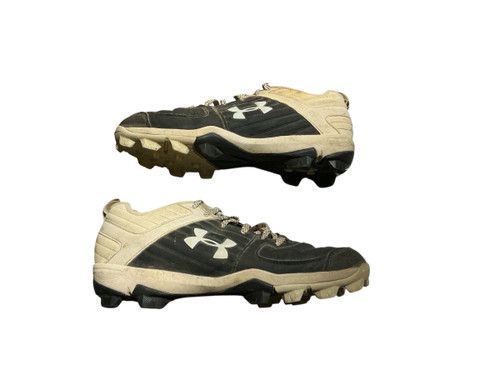 Vist Large View of Product Image Which is Used Franklin TOURNAMENT BB/SB Cleats Black And White Youth 11.0