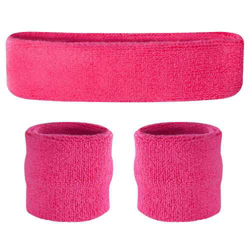 Vist Large View of Product Image Which is New Kids Sweatband Set Neon Pink, headband and two wristbands