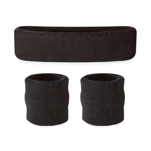 Vist Large View of Product Image Which is New Kids Sweatband Set Black, headband and two wristbands