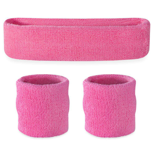 Vist Large View of Product Image Which is New Sweatband Set Pink, headband and two wristbands