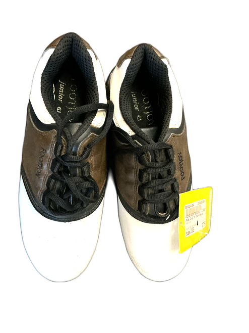 Vist Large View of Product Image Which is Used Foot Joy Jr Golf Shoes White And Black Junior 03