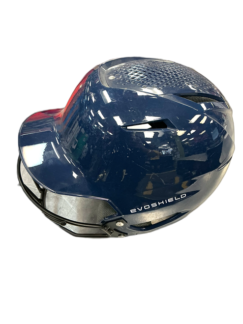 Vist Large View of Product Image Which is Used Evoshield BATTING HELMET CAGE Batting Helmet w/Mask Navy Blue Fits all